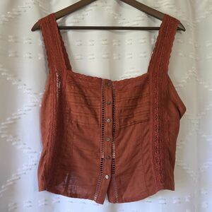 Free People Maggie Lace Top in Coconut Shell - Size L (NWT)